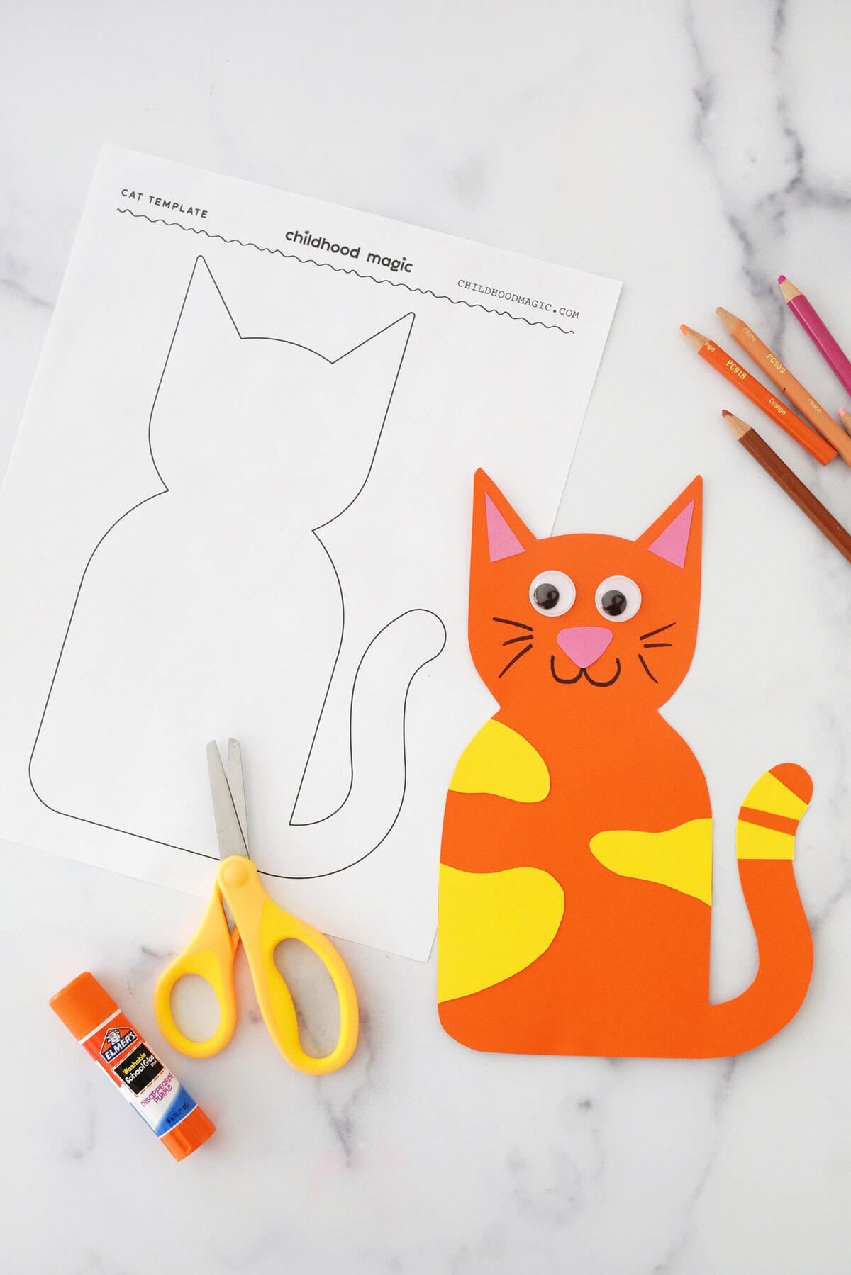 cat template- printable coloring page - childhood magic